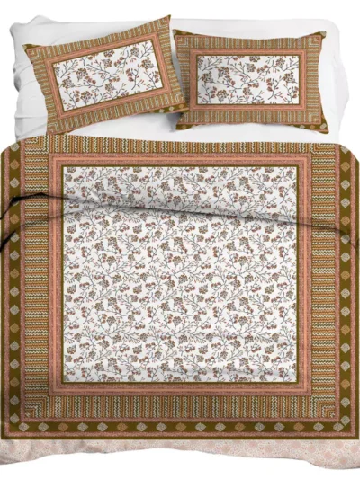 Elixir - Floral Printing Premium Egyptian Cotton 300 TC Percale King Size Bedsheet (108x108, Brown)