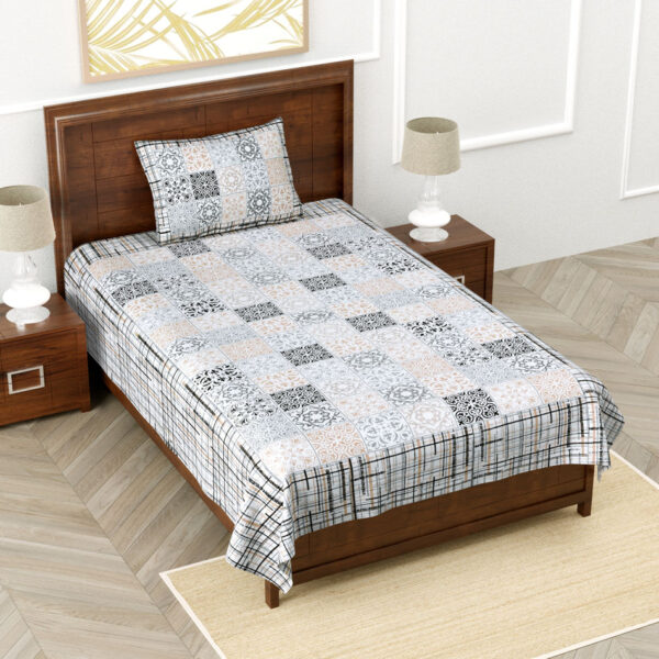 MULMUL COTTON SINGLE BED DOHAR BLANKET(YELLOW, GRAY)