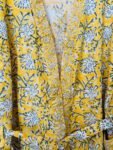 Yellow Block Print Floral Waffle Cotton Bathrobe for Women - Super Absorbent