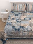 Traditional Jaipuri Print King Size Bedsheet - Blue