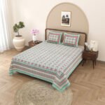 jaipur print double bedsheet - under 999 - green color
