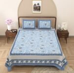 jaipur print - elephant print double bedsheet - blue