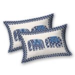 elephant print double bedsheet - blue