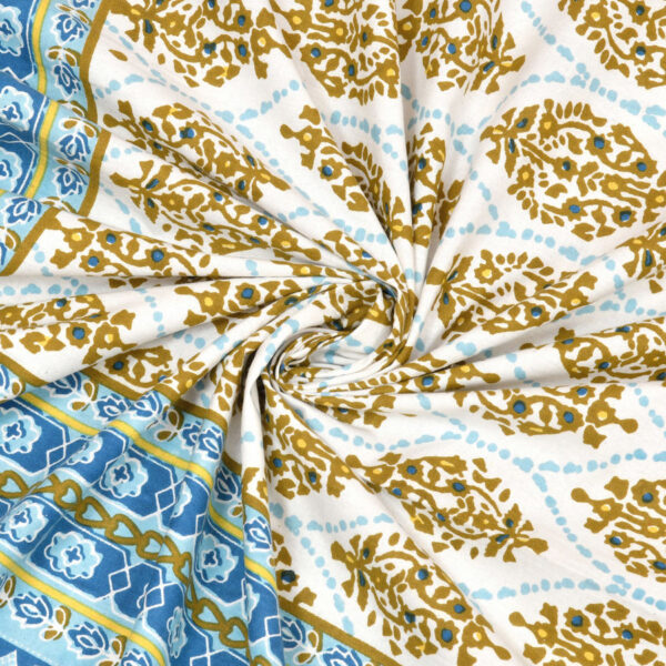 buta print - jaipuri bedsheet - blue gold - double bedsheet