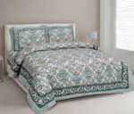 Jaipur Bedsheet - King Size - double bed bedsheet - green color