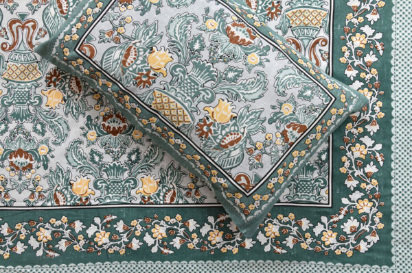 Jaipur Bedsheet - King Size - double bed bedsheet - green color - 2 pillow cover