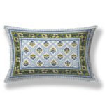 Single bedsheet pillow cover featuring a vibrant blue and yellow floral pattern