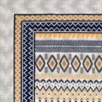Gulmohar - Ikat Pattern King Size Cotton Bedsheet - Yellow, Blue (100"x108")