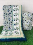 Floral Print 100 gm Jaipuri Razai for Single Bed – Blue