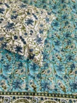 Turquoise Blue Floral Print Block Sheet King Size (108*108 IN)