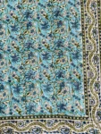 Turquoise Blue Floral Print Block Sheet King Size (108*108 IN)