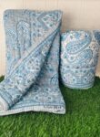 Paisley Print Jaipuri Razai for Single Bed – Blue, Gray | Reversible