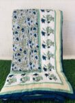 Floral Print 100 gm Jaipuri Razai for Single Bed – Blue