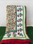 Floral Print 100 gm Jaipuri Razai for Single Bed – Red & Green