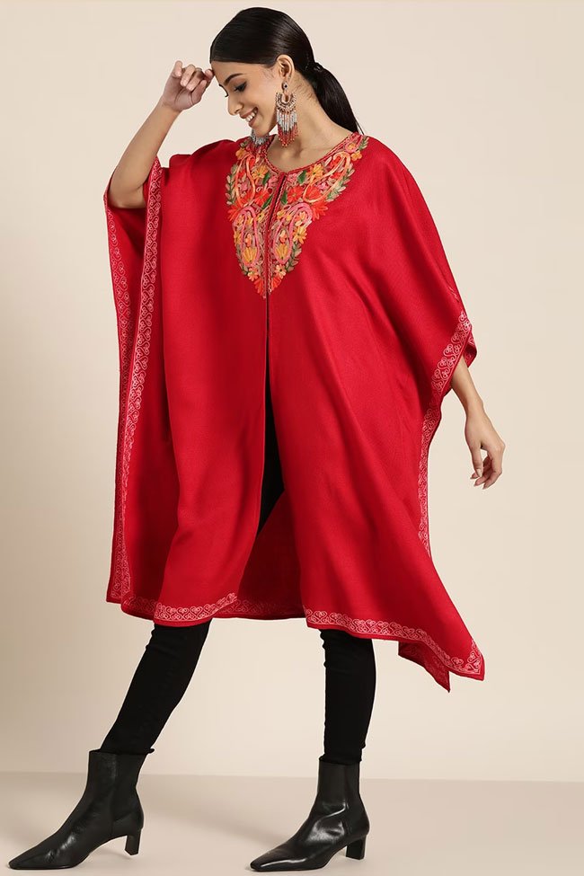 Model wearing red colored Kashmiri Kurti  - 31 Different Types of Kurtis