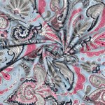 Kaya - Blue, Pink Paisley Print Double Bed King Size Bedsheet