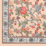 Kaya - Traditional Floral Bird Print Double Size Bedsheet - Peach, Red