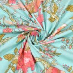 Kaya - Traditional Floral Bird Print Double Size Bedsheet - Blue, Red