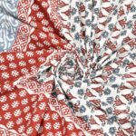 Carniva - Abstract Print Pure Cotton Super King Size Bedsheet |120*120 Inches | Red, Gray