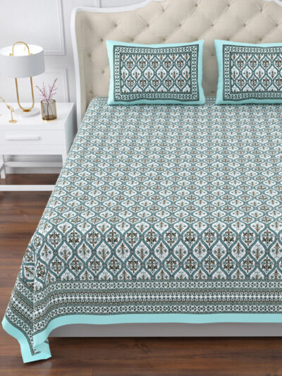 Magnolia - Floral Print Super King Size Bedsheet - 114*114 Inches
