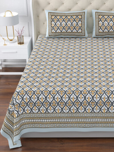 Magnolia - Floral Print Super King Size Bedsheet - 114*114 Inches