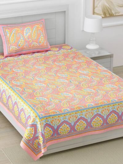 Paisley Buta Print Mulmul Cotton Dohar for Single Bed - (60*90 inches) - Orange- Urban Jaipur