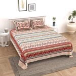 Ikat Print Lightweight Mulmul Cotton Dohar for Double Bed - Brown, Red