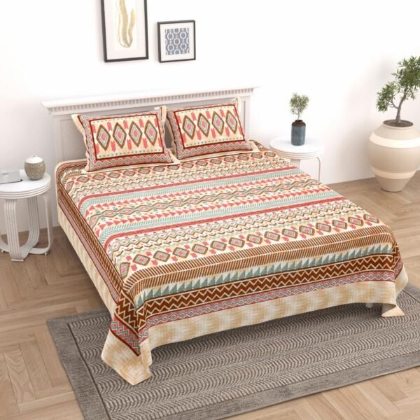 Kaya- Ikat Print Lightweight Mulmul Cotton Dohar for Double Bed - Brown, Red
