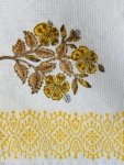 closeup of Yellow Marigold Block Printed Bath Towel
