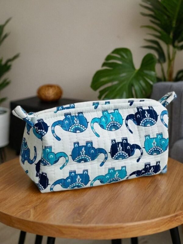 Pack of 2- Travel-Ready Royal Elephant Print Toiletry Bag | Handcrafted Bags - Urban Jaipur