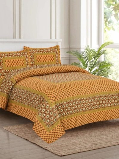 Serene - King Size Cotton Bedsheet Set (Yellow) - (100x108 inches)