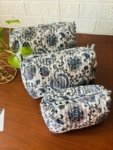 Set of 3 - Toiletry Bag, Makeup Bag, Travel Bag with Pockets - Blue