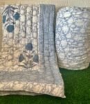Original Mulmul Cotton Jaipuri Razai for Double Bed | Lily Print, Blue