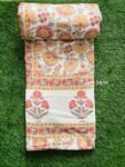 Floral Print Mulmul Cotton Dohar Blanket for Double Bed – Yellow
