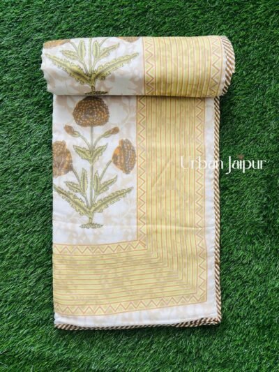 Kaya – Queen Size Cotton Bedsheet Set (Yellow)