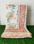 Original Mulmul Cotton Jaipuri Razai for Double Bed | Floral Print, Orange