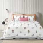 Ethnic - Floral Print Double Bed Bedsheet with Wildflower Accents - White