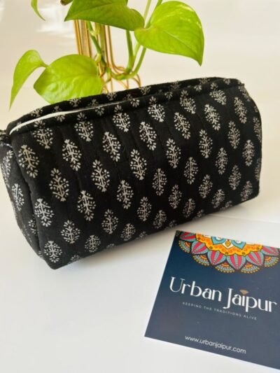 Pack of 2- Quilted Cotton Makeup Pouch | Multi-Use Cosmetic Bag | Urban Jaipur