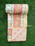 Floral Print Mulmul Lightweight Cotton Dohar Blanket for Double Bed – Orange
