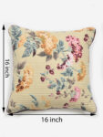 Quilted Cotton Cushion Covers Bird Print - 16x16 Inches, Set of 5, Beige