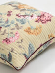 Quilted Cotton Cushion Covers Bird Print - 16x16 Inches, Set of 5, Beige