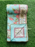Bird Print Mulmul Lightweight Cotton Dohar Blanket for Double Bed – Blue