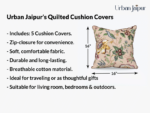 Quilted Cotton Cushion Covers Floral Print - 16x16 Inches, Set of 5, Beige, Multicolor