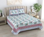 Floral Print Dohar Bedding Set | Bedsheet & Dohar Blanket Set - Blue