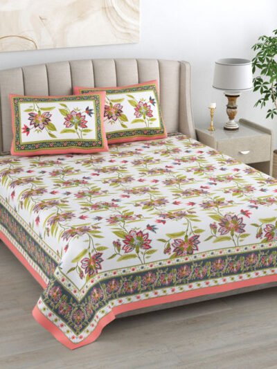 Floral Print Dohar Bedding Set | Bedsheet & Dohar Blanket Set - Multicolor
