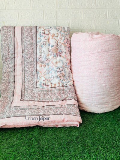 Original Jaipuri Mulmul Razai For Winters – Cotton Double Bed Razai, Pink