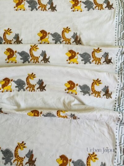 Jungle Safari: Mulmul Cotton Summer Dohar Blanket For Kids (40x60 Inches)