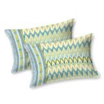 Ikat Pattern Cotton Double Bed Sheet King Size - Green, Blue