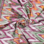 Kaya - Ikat Pattern Cotton Double Bed Sheet King Size - Purple, Green