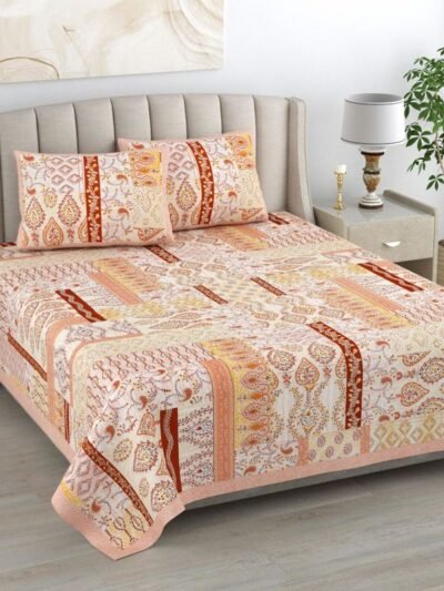 Kaya - Red Paisley Print Double Bed King Size Bedsheet